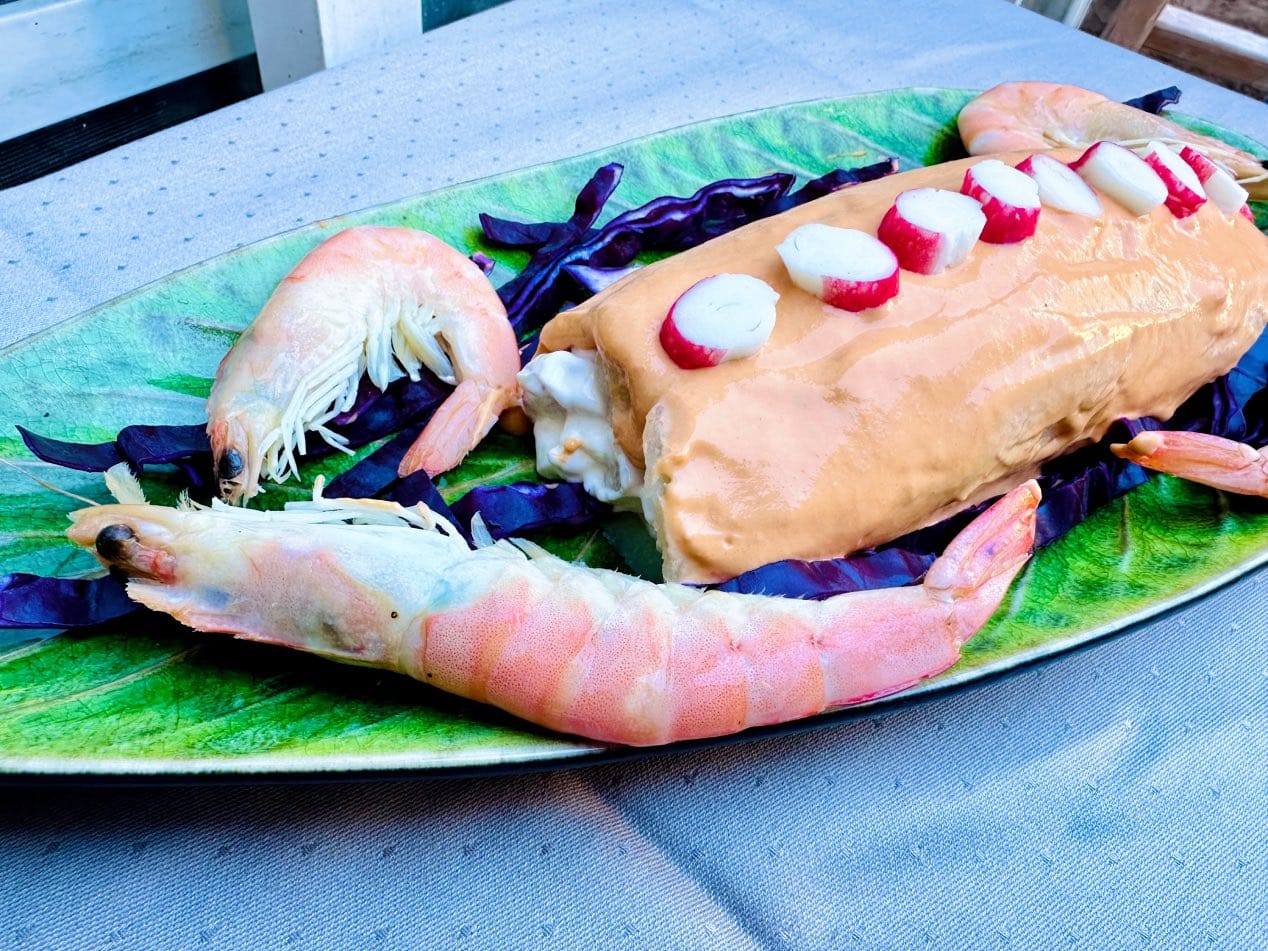 Brazo de patata y marisco con langostinos 2