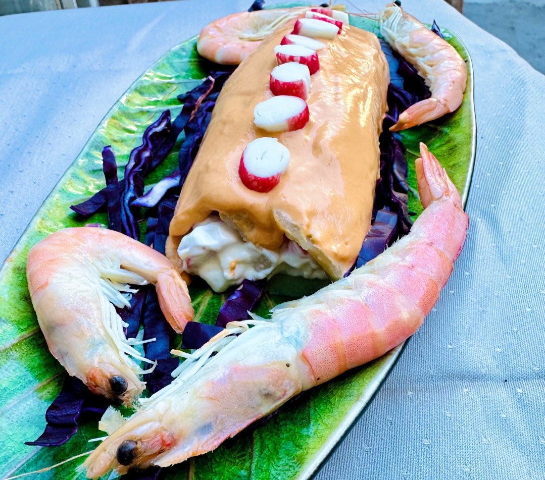 Brazo de patata y marisco con langostinos 4