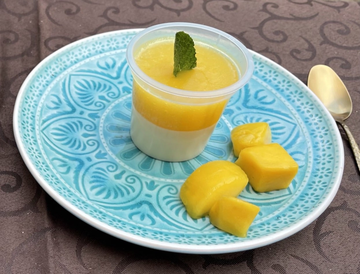 Panna cotta mango 3 y Bacalao almendrado 3