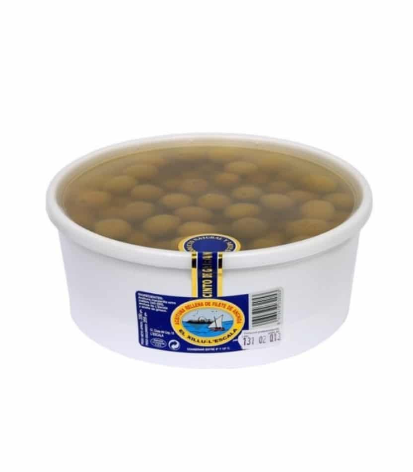 Aceituna rellena de filete de anchoa (tarrina 100 aceitunas) 680gr. Anxoves El Xillu