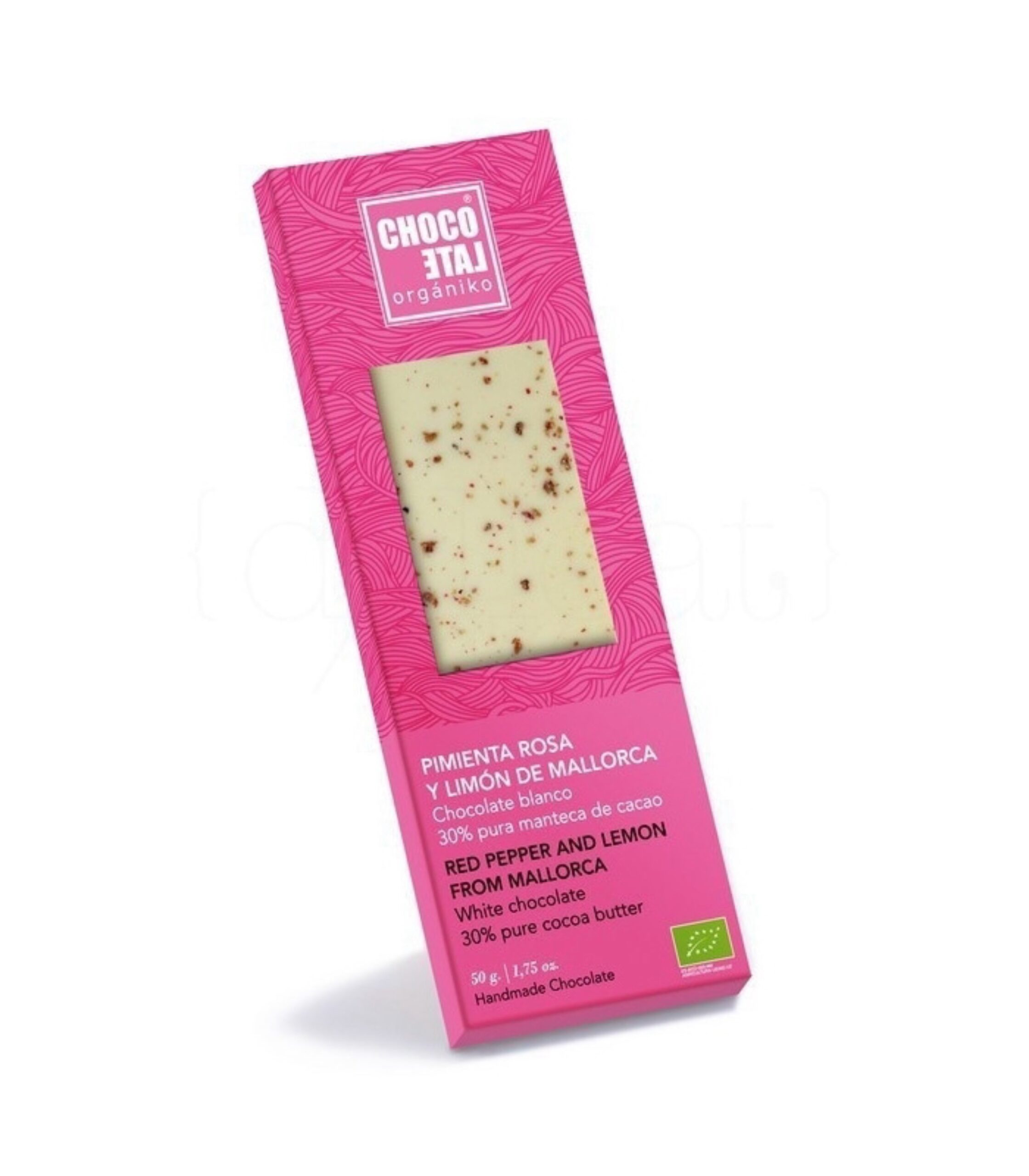 chocolate blanco 30 manteca de cacao con limon y pimienta rosa 50gr chocolate organiko 10un copia scaled