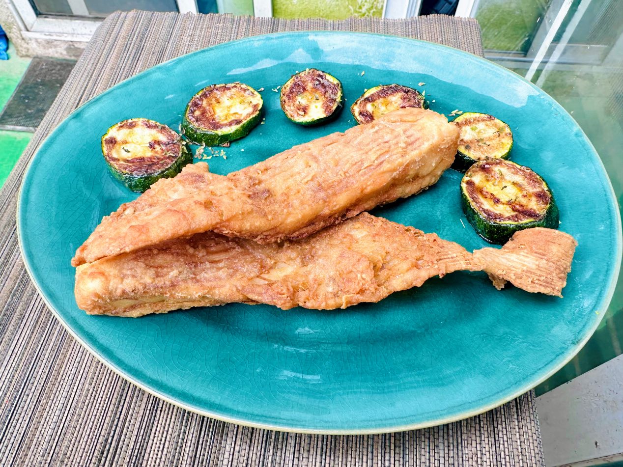 Raya frita con calabacín a la plancha 1